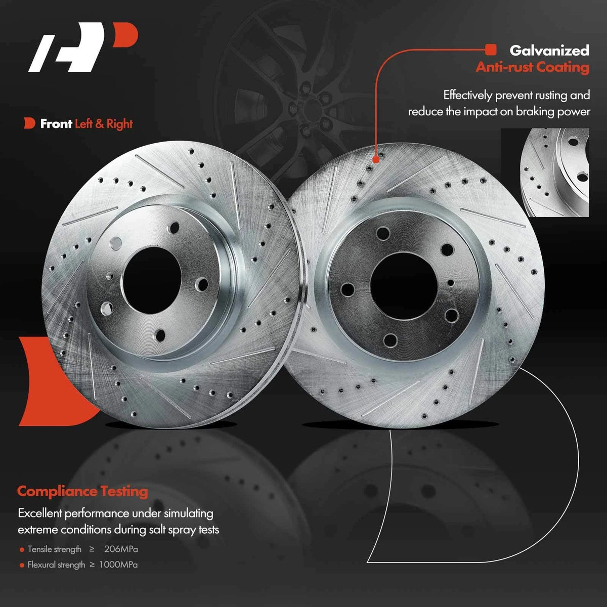 Front Side Drilled Brake Rotor for Nissan 350Z Infiniti G35 (2003–2005)