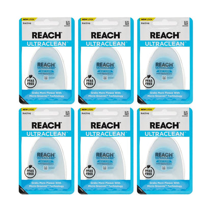 Pack of 6 Ultraclean Dental Floss for Plaque Removal, Mint, 30 Yard