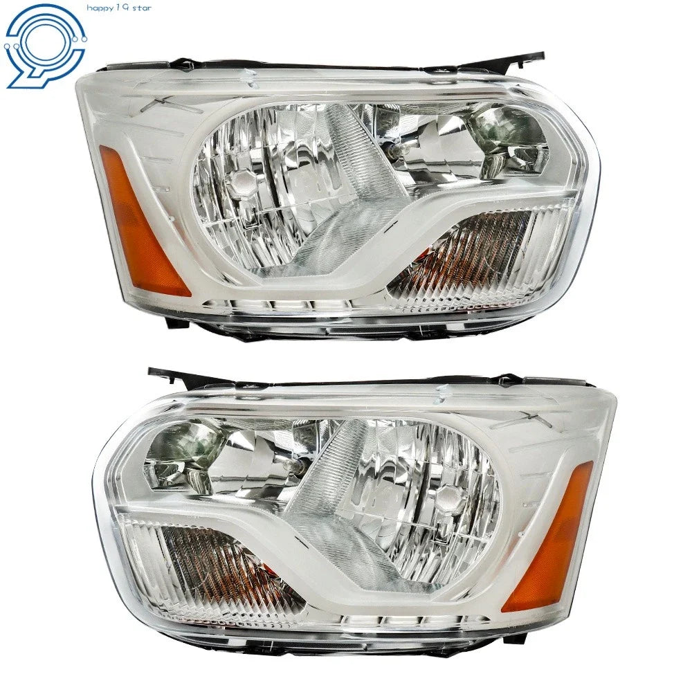 Set of 2 Halogen Headlights for Ford Transit (2015–2021) Chrome Clear Lens