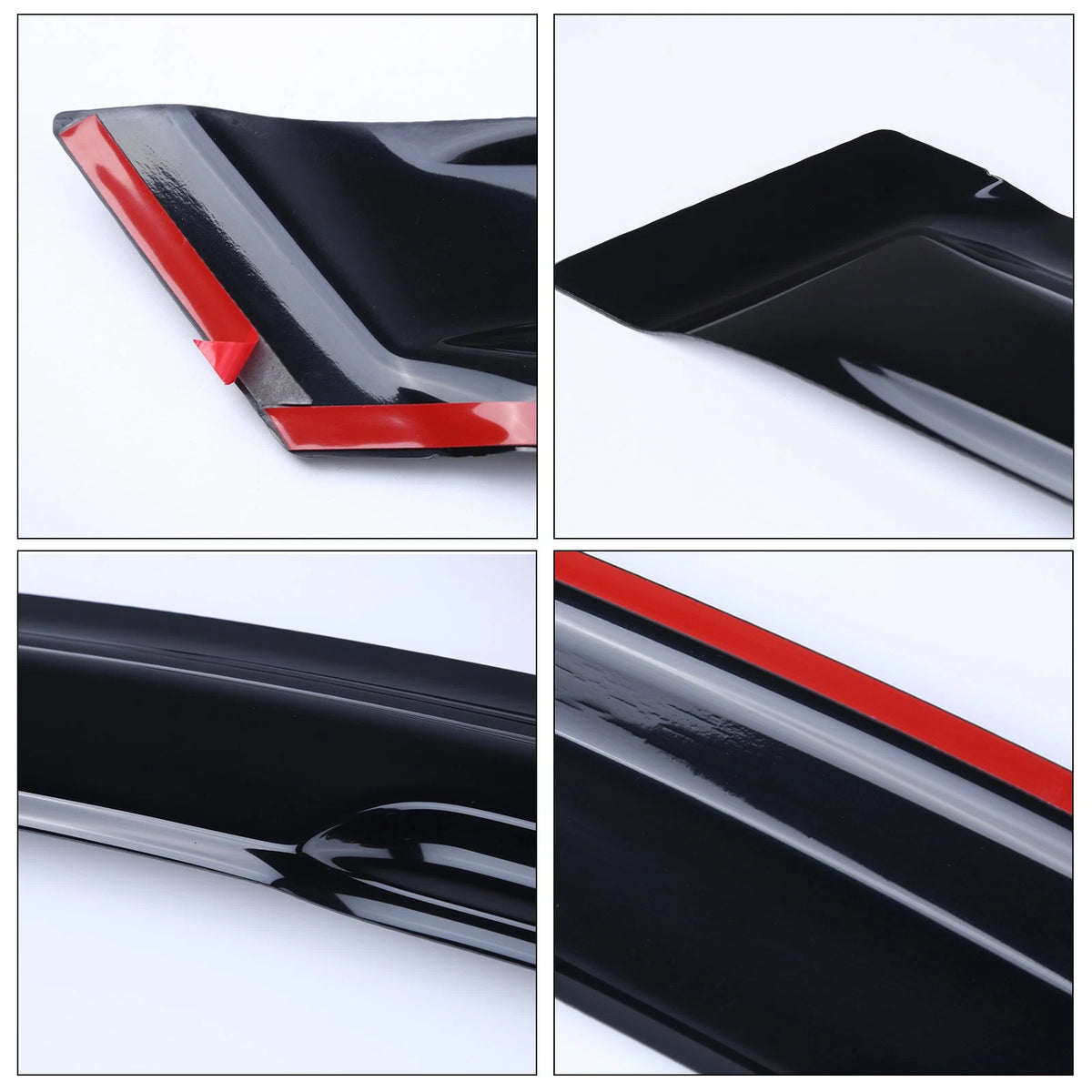 Set of 4 Window Visors for Toyota Corolla (2014–2019) - Coroll-14-19-JDM, 3D Mugen Wavy Style, Chrome Trim