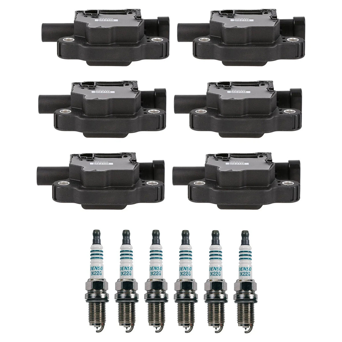 Set of 6 Denso Ignition Coils & Iridium Spark Plugs for Sierra Silverado 1500 (2014–2019)