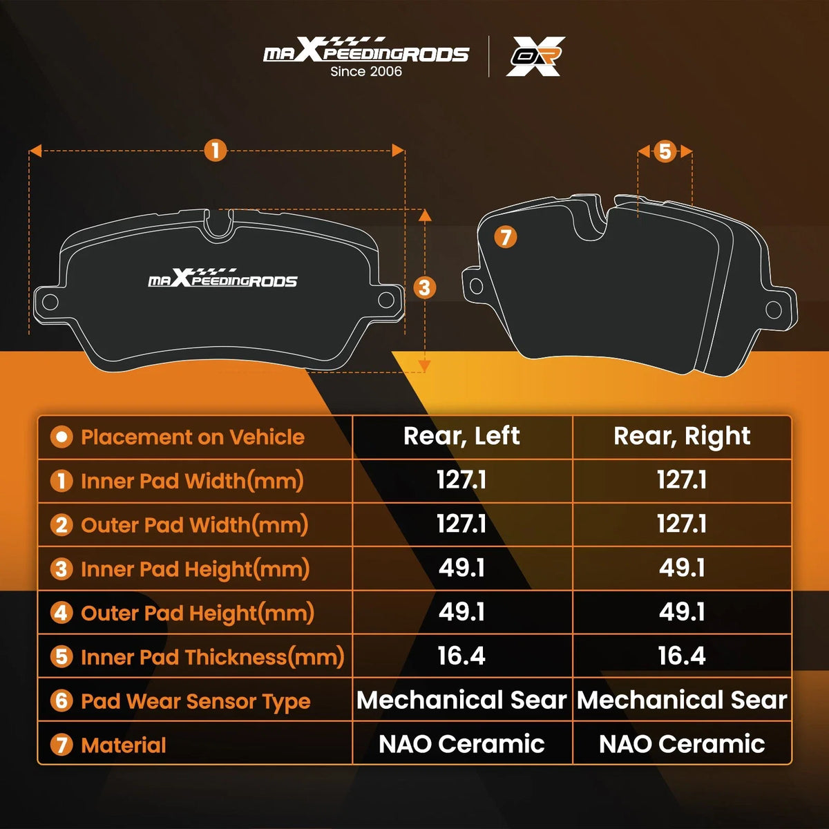 Rear Ceramic Brake Pads Kit for Cadillac Escalade, Lyriq (2021–2024) D2174