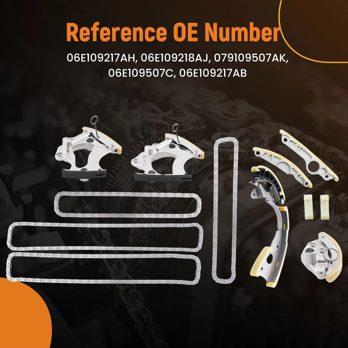 Timing Chain Kit for Audi A4 A6/S6 Q7 3.0T (2011–2018) SQ07KW, 06E109218T