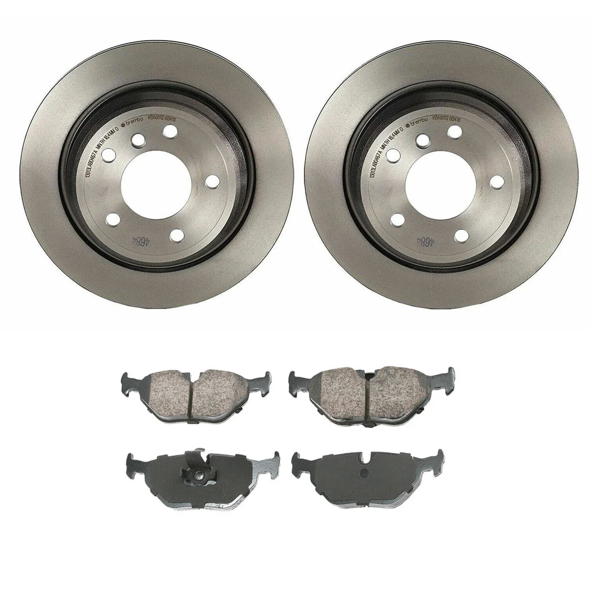 Akebono Euro Rear Brake Kit 298mm Disc Rotors Ceramic Pads for BMW E39 (1997–2003)