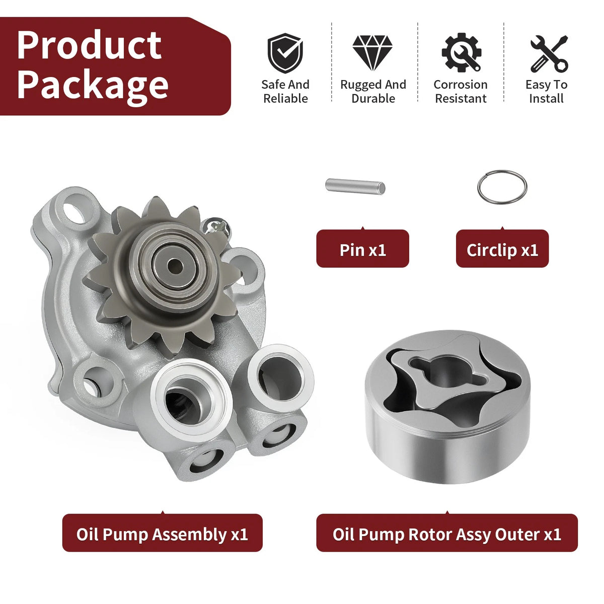 Oil Pump w/ Rotor Assembly for Yamaha YFZ 450 (2007–2009, 2012–2013) 5D3-13300-00-00, 5TA-13320-00-00