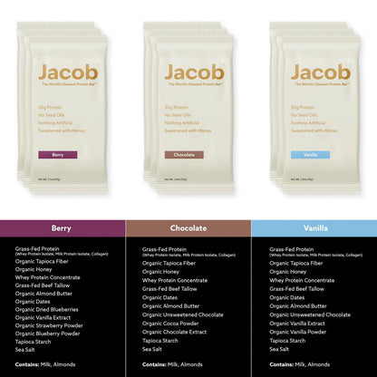 2X Jacob Bar Protein Bars Variety Pack (9 Bars)