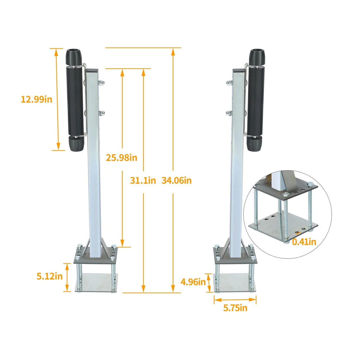 Pair Zinc-Plated Steel Roller Guide-On for Sailboat Trailer