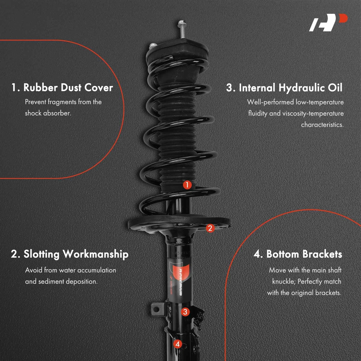 Set of 4 Complete Strut & Coil Spring Assembly for Toyota Avalon (1333562L/R, 1333566L/R)