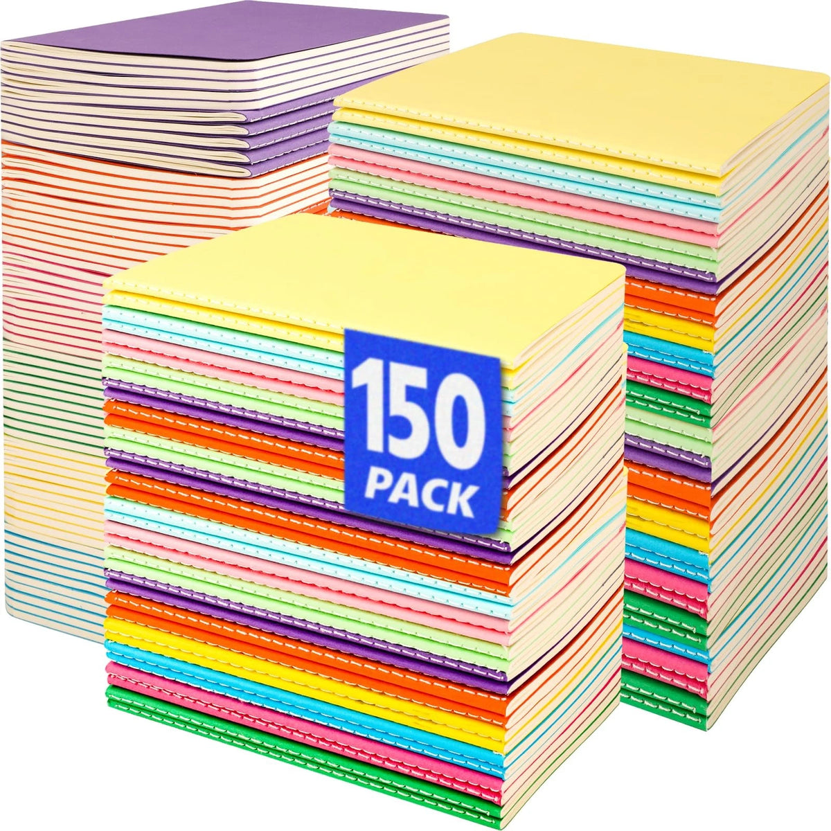 Set of 150 Mini Pocket Notebooks Wide Ruled 3.5x5.5 Inch Student Journal