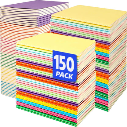 Set of 150 Mini Pocket Notebooks Wide Ruled 3.5x5.5 Inch Student Journal