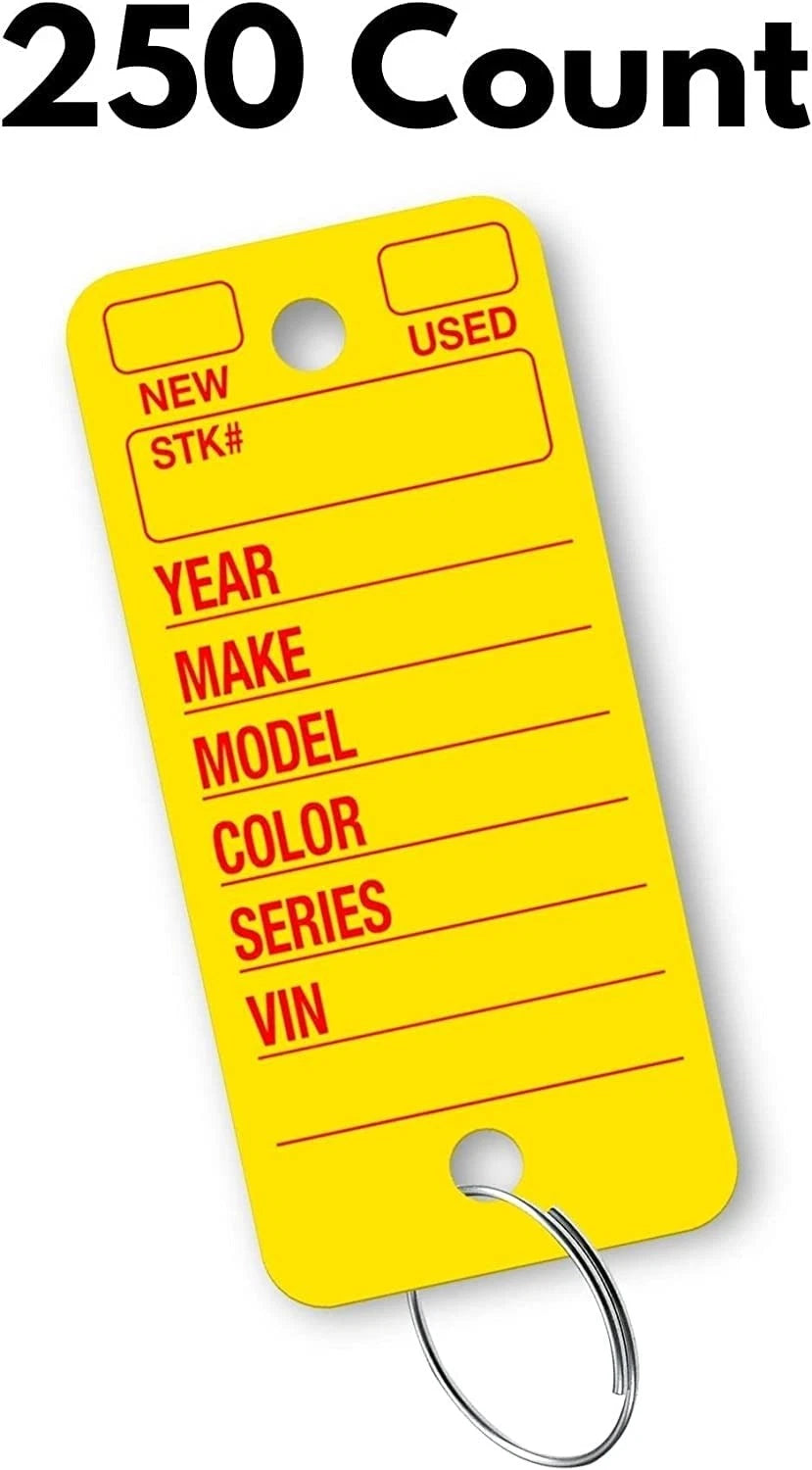 250 Poly Tag Key Tags with Ring (Yellow)