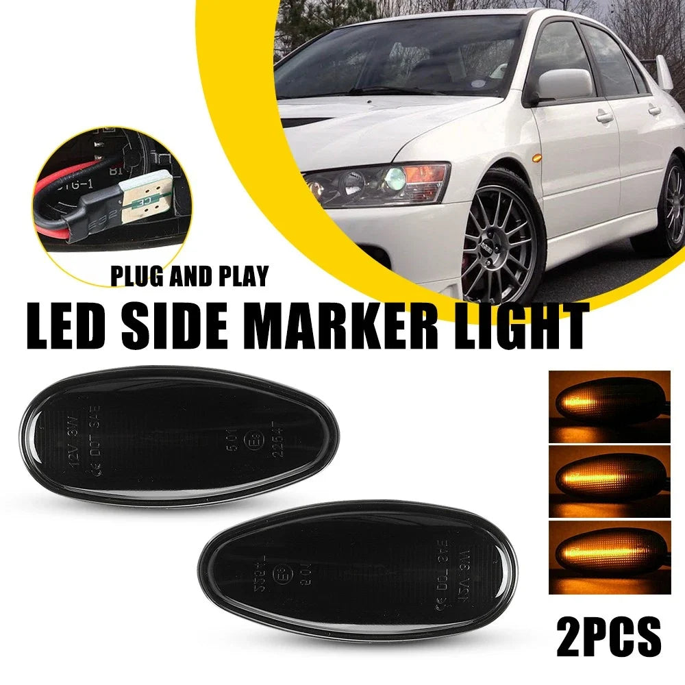 2X Smoked LED Amber Side Marker Lights for Mitsubishi Lancer CS3A CS6A (2001–2006)