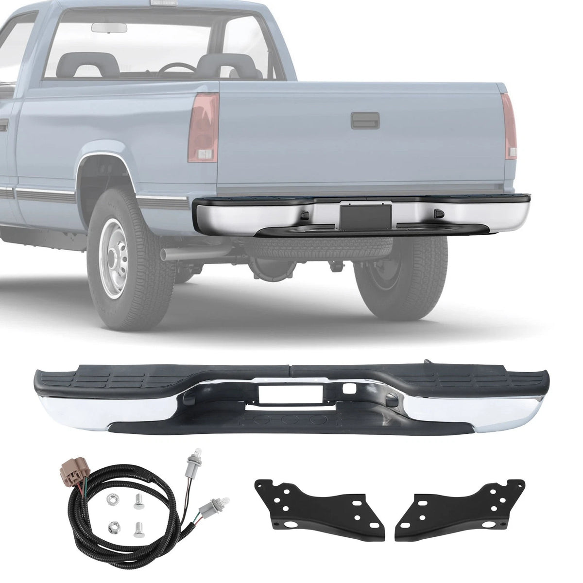 Rear Chrome Bumper for Chevy Silverado GMC Sierra 1500 (1999–2006) 15082619 12496085 GM1103122