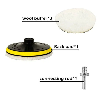 5 x Buffing Polishing Pads Wool Wheel Mop Kit for Car Polisher Drill Adapter
