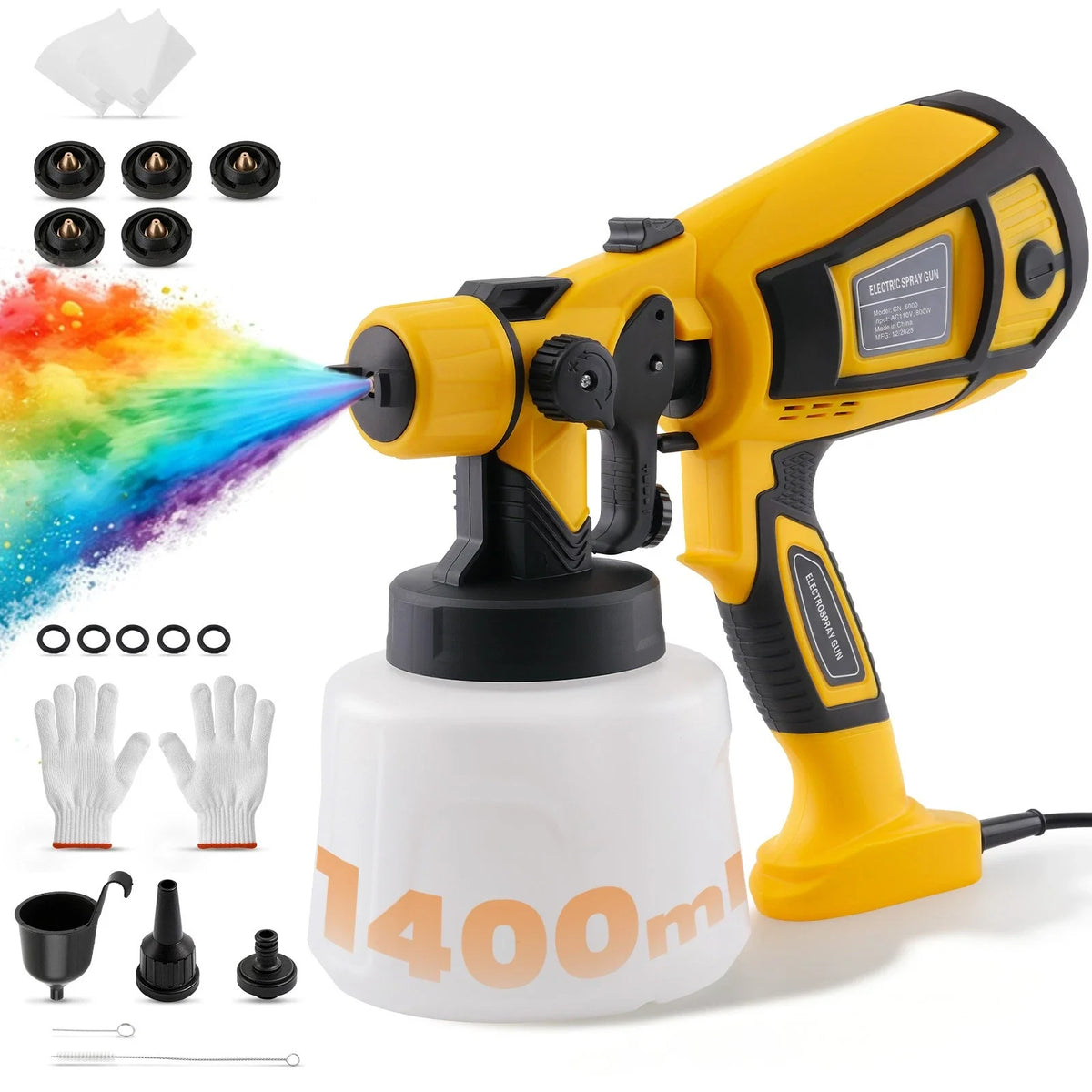 HVLP Paint Sprayer with 4 Nozzles for Universal Use (600W-800W)