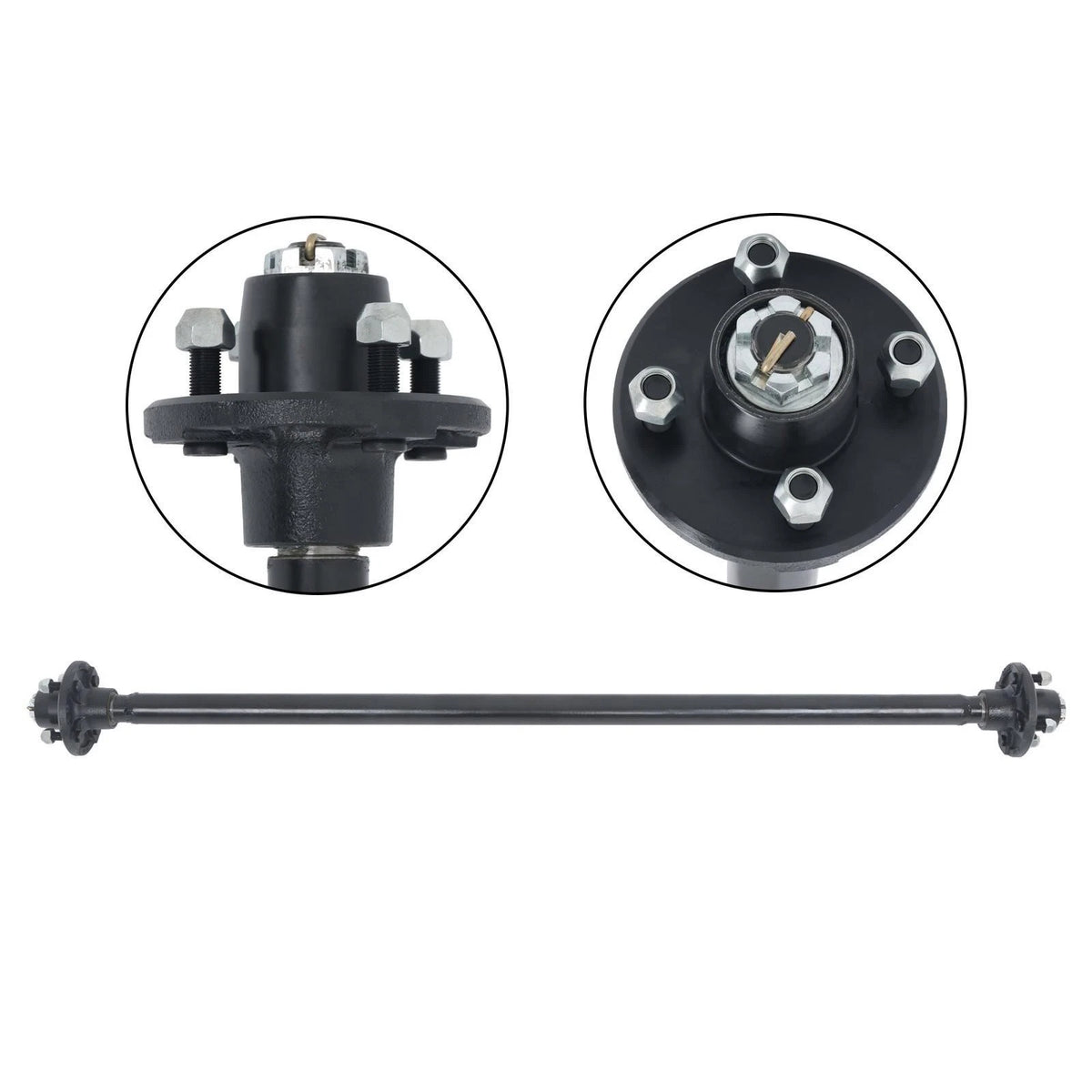 Set of 4 Idler Trailer Boat Axles 2000 lbs 4 on 4" with U-Bolt Kit (14872060)