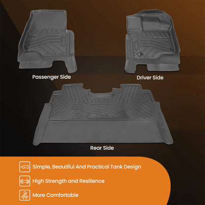 2X TPE Waterproof Floor Mat Liners for Ford F-150 Super Crew Cab (2015–2025) 30H67E