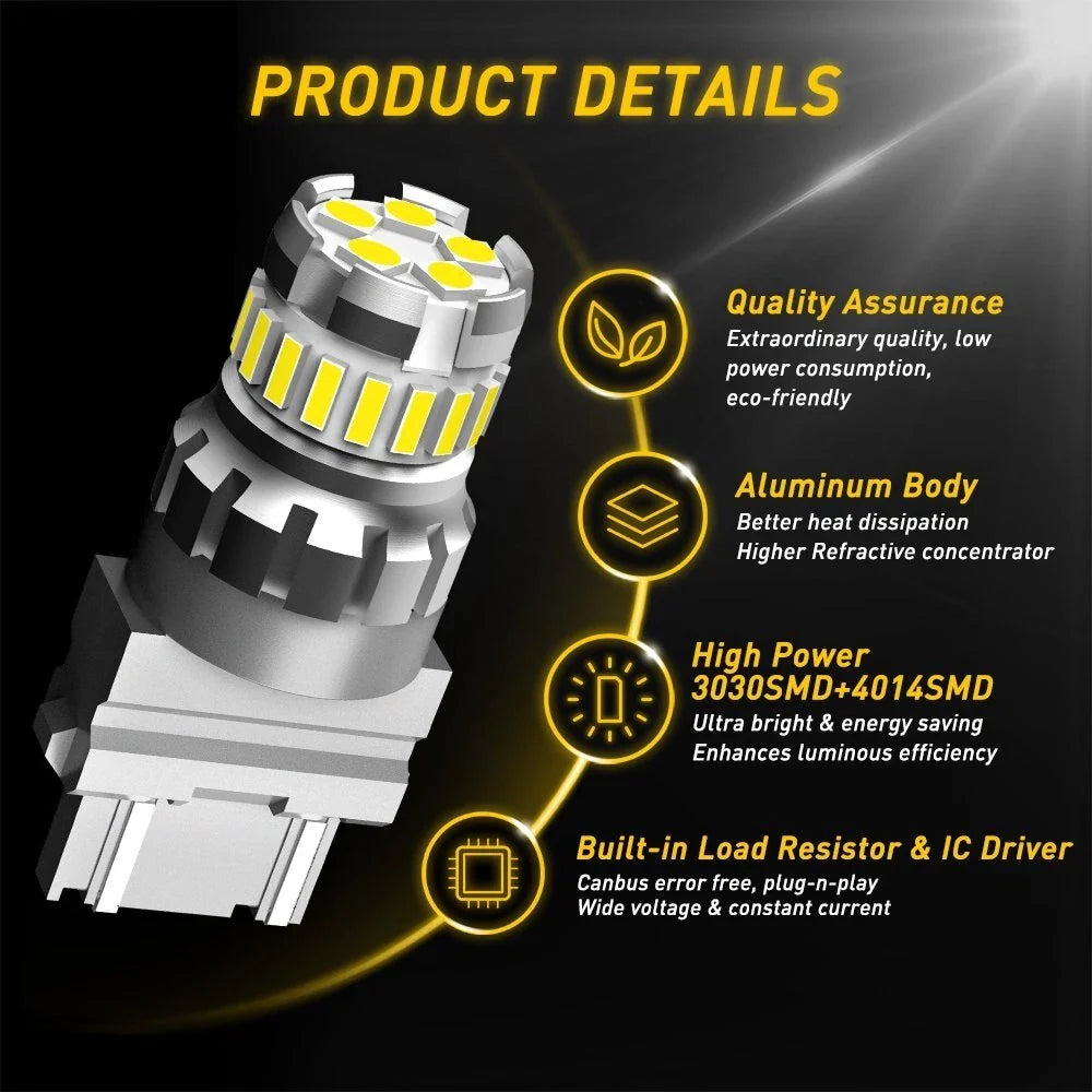 Set of 6 LED Backup Brake Light Bulbs for Various Models (3157/3156/3057/4057)