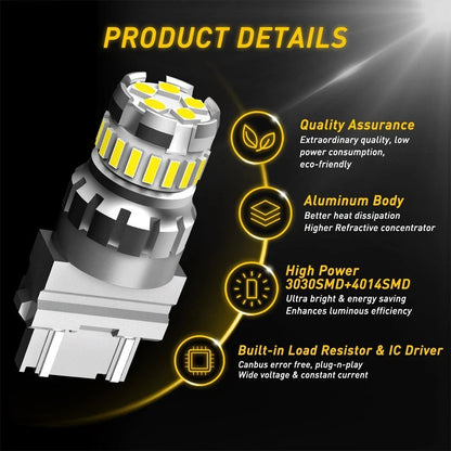 Set of 6 LED Backup Brake Light Bulbs for Various Models (3157/3156/3057/4057)