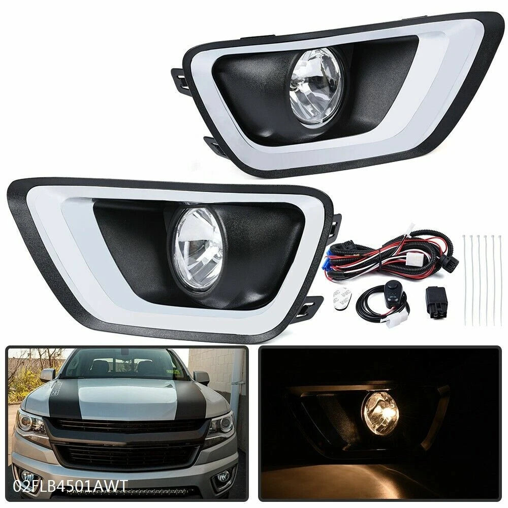 Clear Lens Fog Lights Kit for Chevrolet Colorado (2015–2020) 02FLB4501AWT, 22891700, 22891701, 15839896