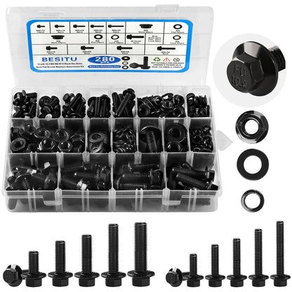 Set of 280 Metric Flange Bolts M6 M8 M10 for Automotive Applications