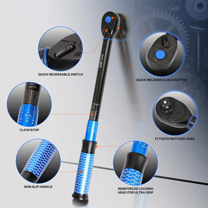 1/2" Drive Click Torque Wrench 10-180 Ft.lb for Automotive