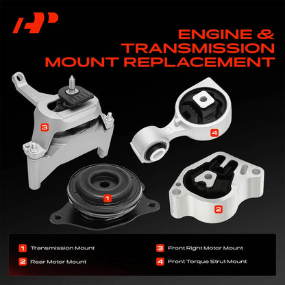 Set of 4 Engine Motor & Trans. Mounts for Nissan Altima (2007–2012) 11360-JA000, 11220-JA000, 11350-JA00A, 11210-JA000