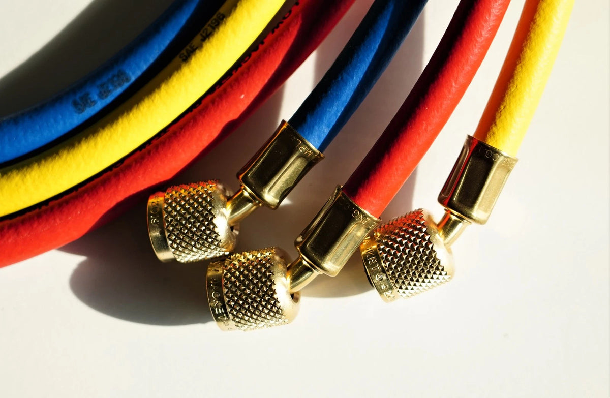 Set of 2 Yellow Jacket 60" HVAC Charging Hoses Standard Fittings