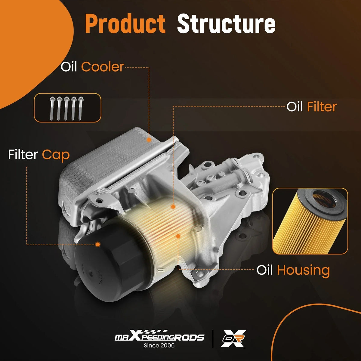 Oil Filter Housing with Cooler for Mercedes Benz C300 C350 (2008–2015) 2721800510