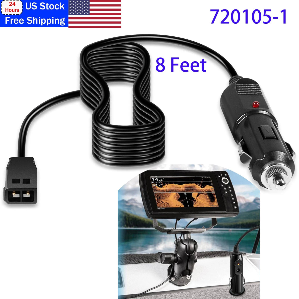 Power Cord for Humminbird Helix 5/7/8/9/10 (12V DC)