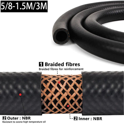 5/8" Nitrile Rubber EFI Fuel Injection Line Hose for Gas