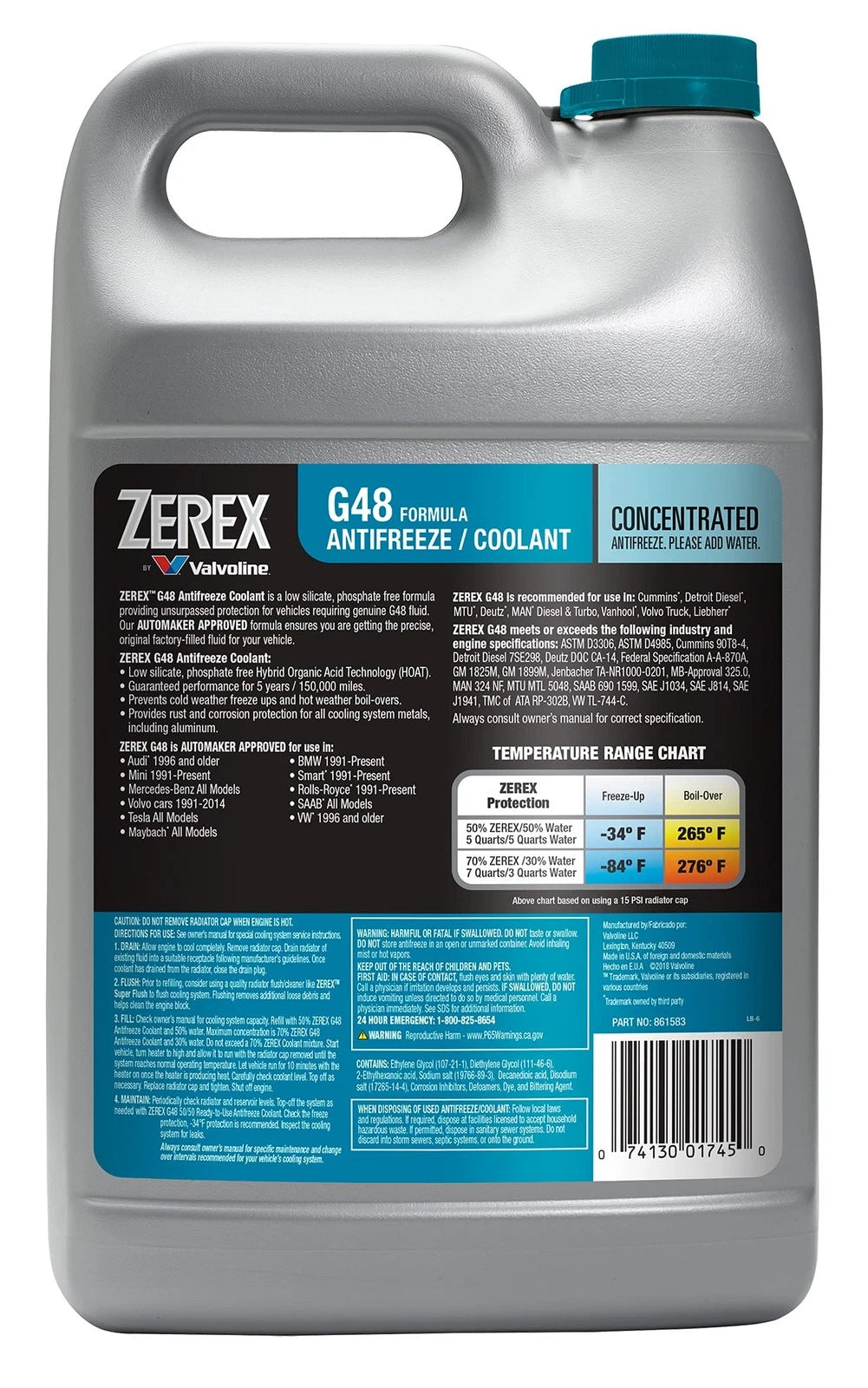 Valvoline Zerex G48 Antifreeze/Coolant for Automotive (1 GA)