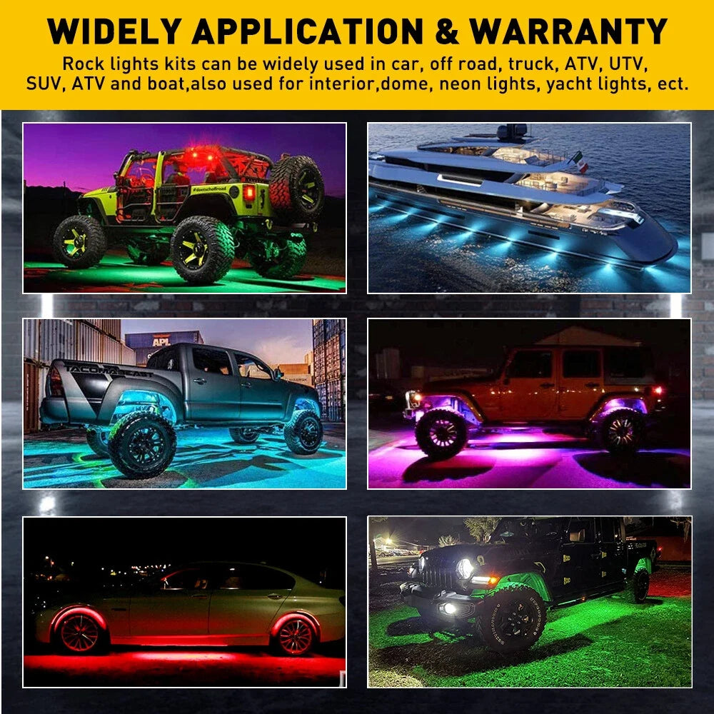 10 Pods RGB LED Rock Lights Kit for Polaris RZR XP 1000 900 (2014–2023)