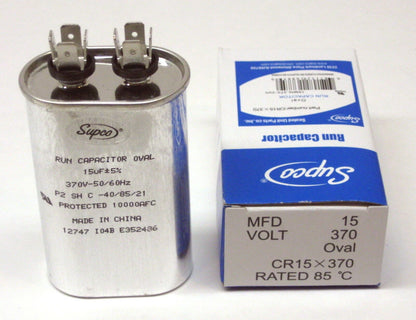 15 MFD 370V Capacitor for Air Conditioning HVAC Oval Fan Motor