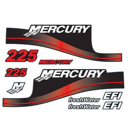 Outboard Motor Decals for Mercury 225hp (M Domed Sticker, Red)