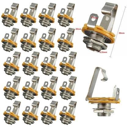 Set of 20 Mono/Stereo 1/4" 6.35mm Socket Jack Connectors for Guitar
