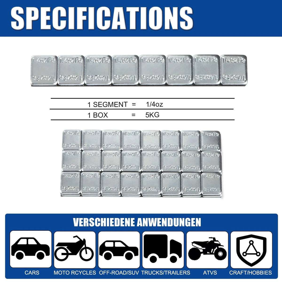 Adhesive Wheel Weights 1/4oz, 5kg Roll, 715pcs for Cars, Trucks, SUVs
