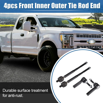 Set of 4 Front Inner Outer Tie Rod End Links for Ford Flex, Lincoln MKS