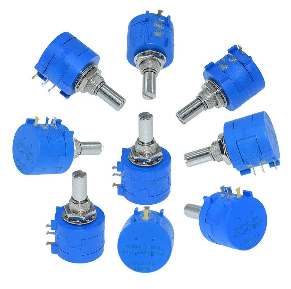 5X 10K Ohm Rotary Potentiometer Wirewound Precision 10 Turn for Automotive