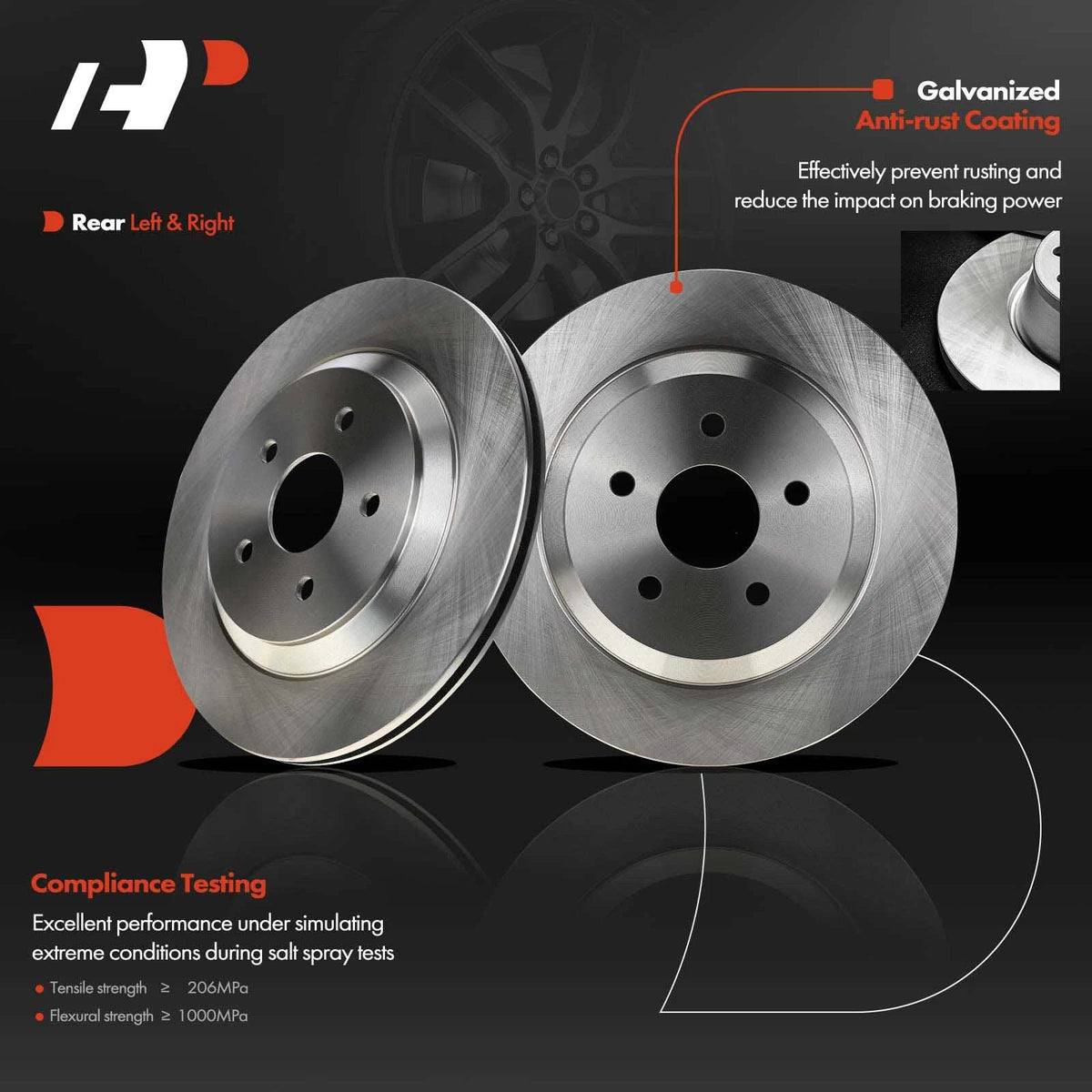 A-Premium Pair Rear Brake Rotor & Pad + Caliper for Ford Mercury Freestar (2004–2007) - 3F2Z2C026AA, 5U2Z1V125D, R-54117, P-1021