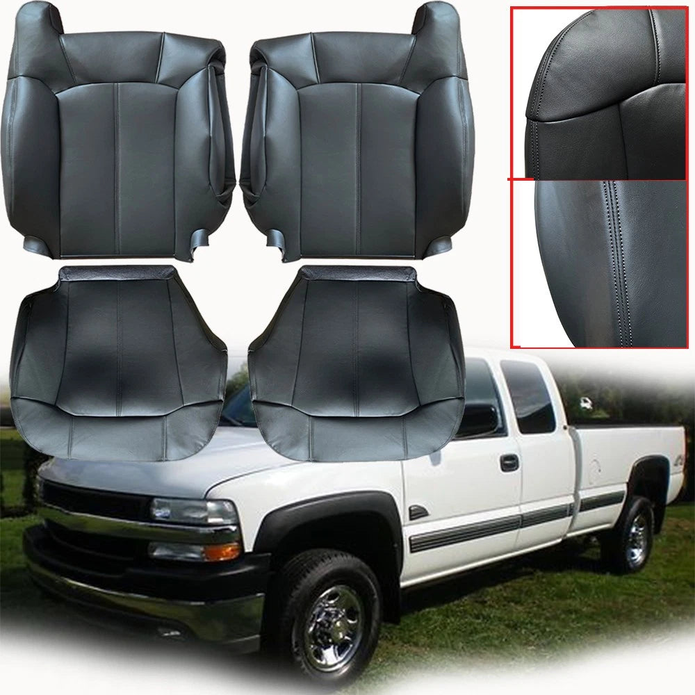 Leather Seat Cover for Chevy Silverado & GMC Sierra (1999–2002) Black