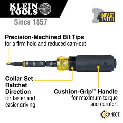 Klein Tools Ratcheting Screwdriver for Multi-Bit Applications