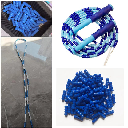 50 Pack Beaded Jump Rope Beads Replacement Tangle-Free Segmented Blue
