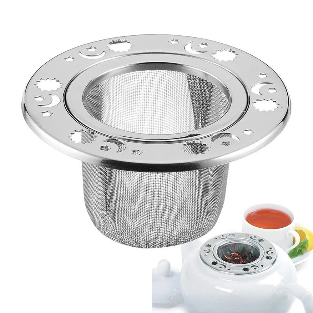 95mm Moon Pattern Stainless Steel Tea Strainer for Tea Infusion