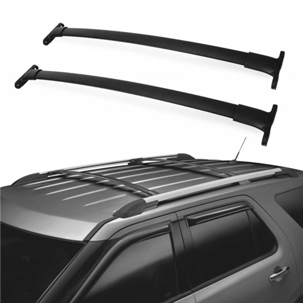 Set of 2 Black Aluminum Matte Roof Rack Cross Bars for Ford Explorer (2016–2019) H164-5815
