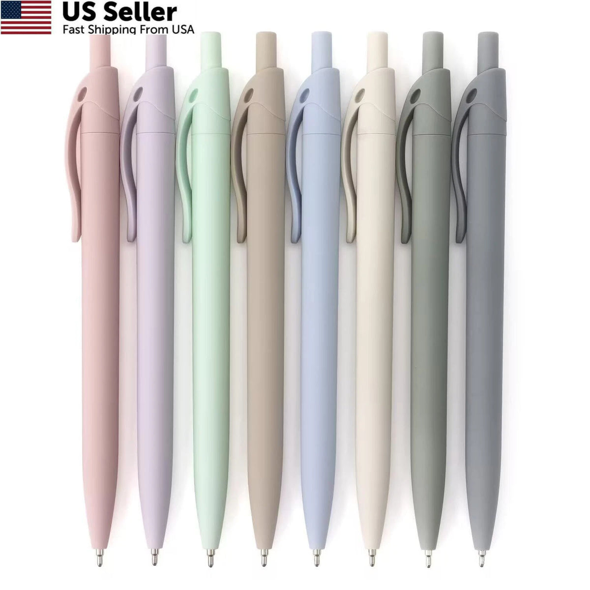 8-Pack Retractable Ballpoint Pens for Pastel Color Writing