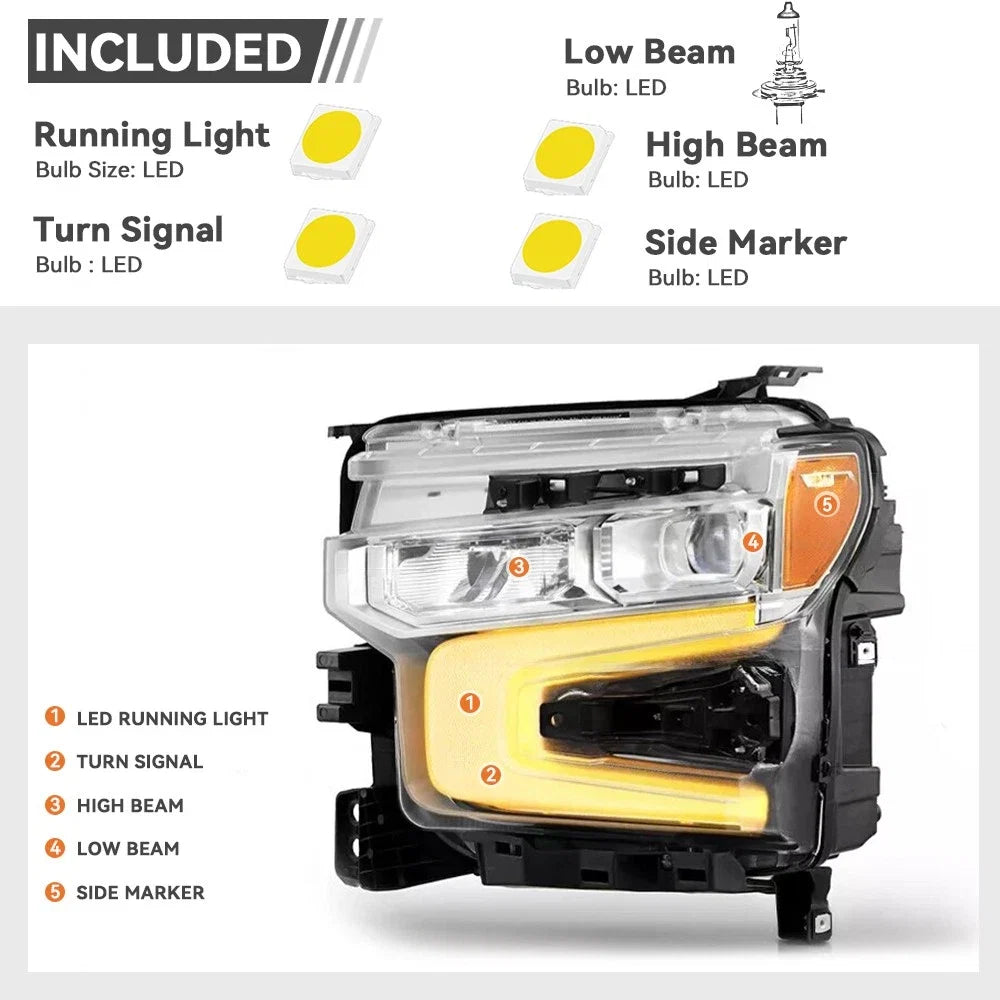 LED Headlight for Chevy Silverado 1500 LT/RST (2022–2026) w/Chrome Bezel