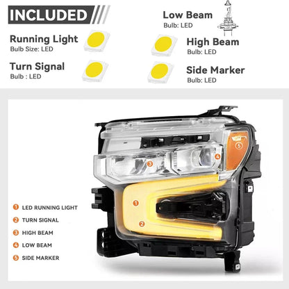 LED Headlight for Chevy Silverado 1500 LT/RST (2022–2026) w/Chrome Bezel