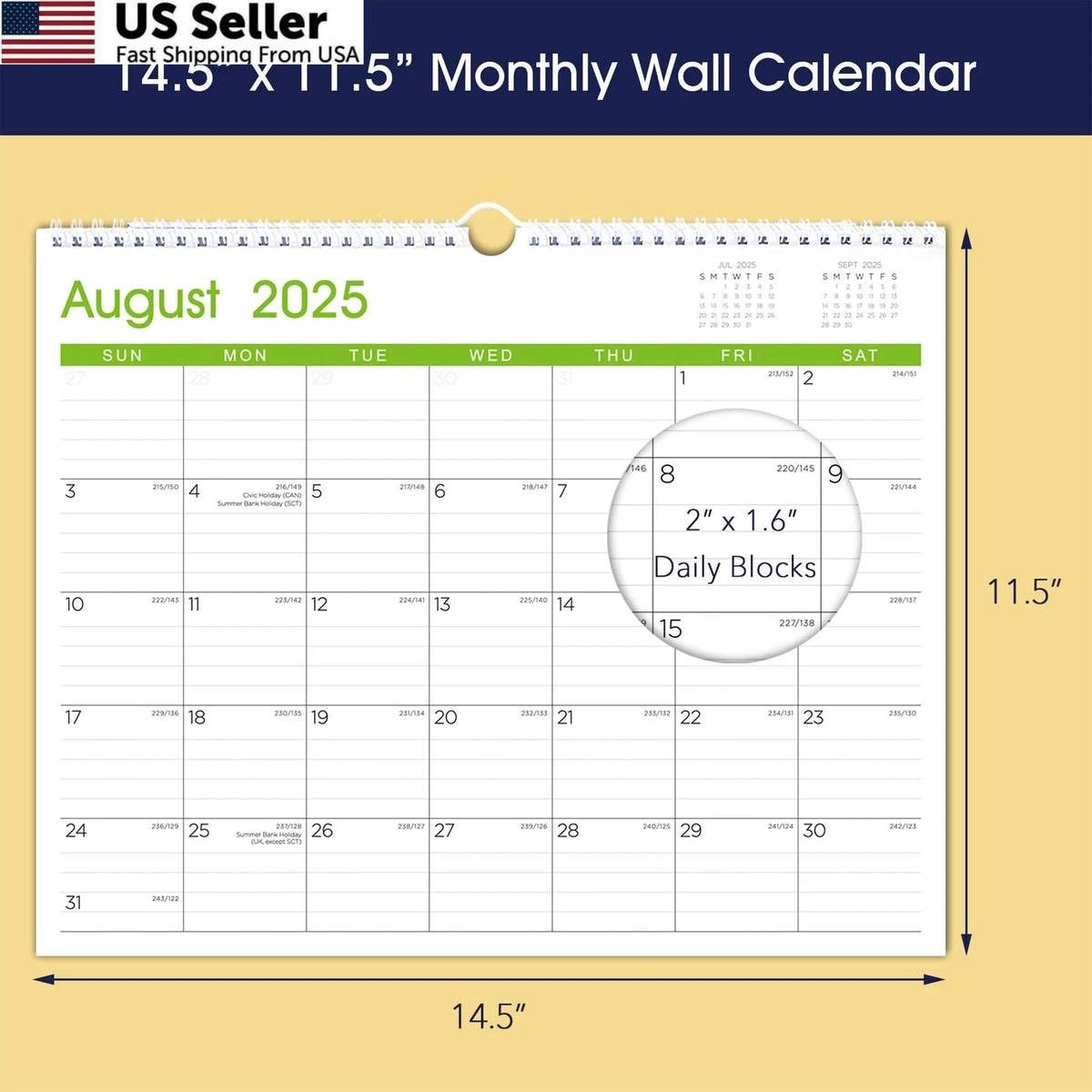 Large Monthly Wall Calendar 2025-2026 for Planning (2025–2026)