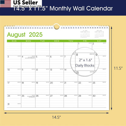 Large Monthly Wall Calendar 2025-2026 for Planning (2025–2026)